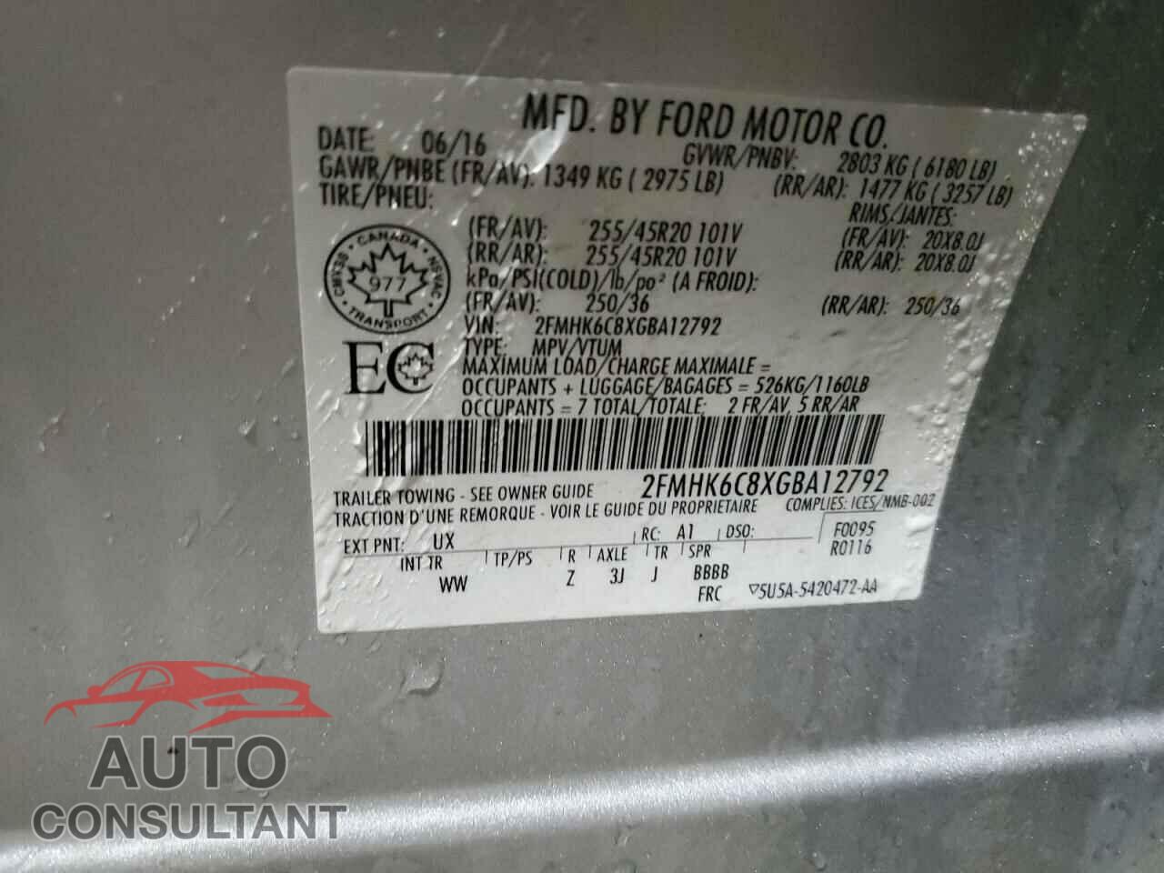 FORD FLEX 2016 - 2FMHK6C8XGBA12792
