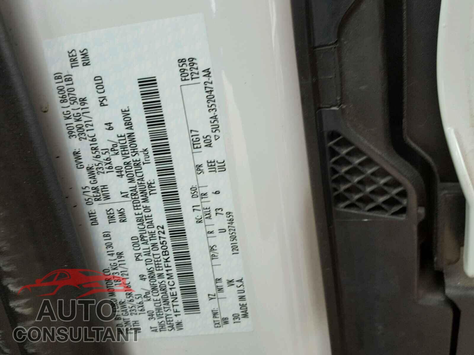 FORD TRANSIT T- 2015 - 1FTNE1CM1FKB05722