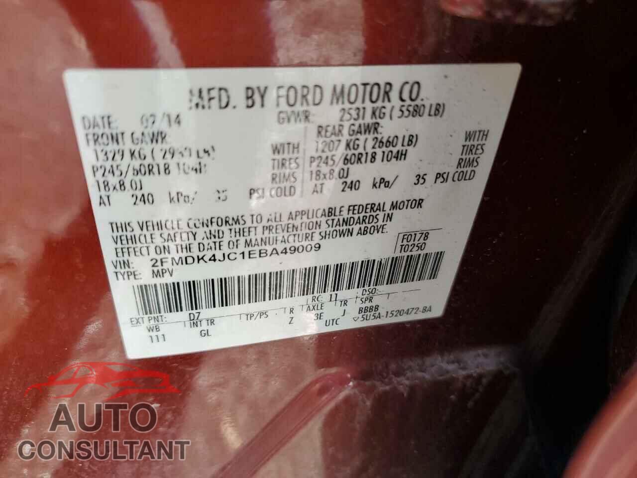 FORD EDGE 2014 - 2FMDK4JC1EBA49009