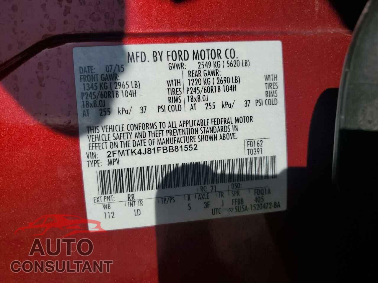 FORD EDGE 2015 - 2FMTK4J81FBB81552