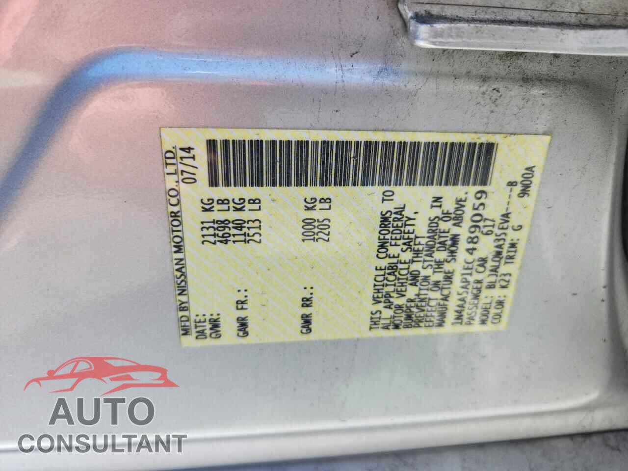 NISSAN MAXIMA 2014 - 1N4AA5AP1EC489059