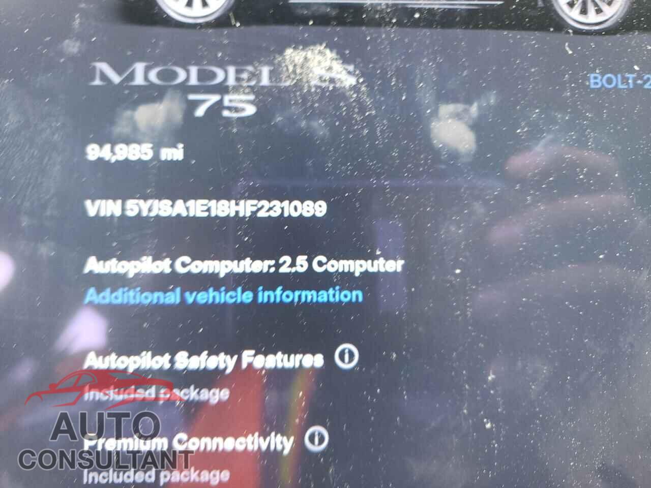 TESLA MODEL S 2017 - 5YJSA1E18HF231089