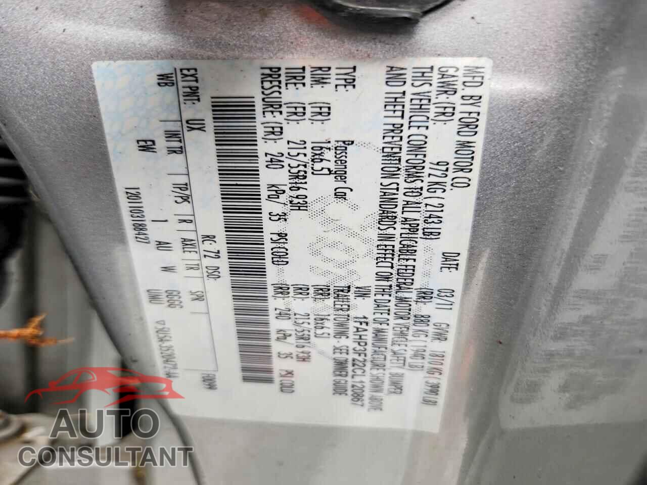 FORD FOCUS 2012 - 1FAHP3F22CL120867