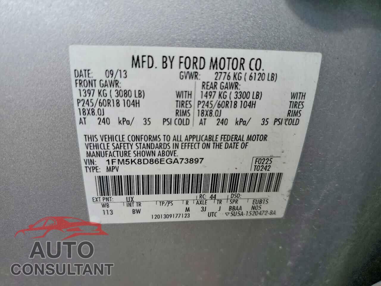FORD EXPLORER 2014 - 1FM5K8D86EGA73897