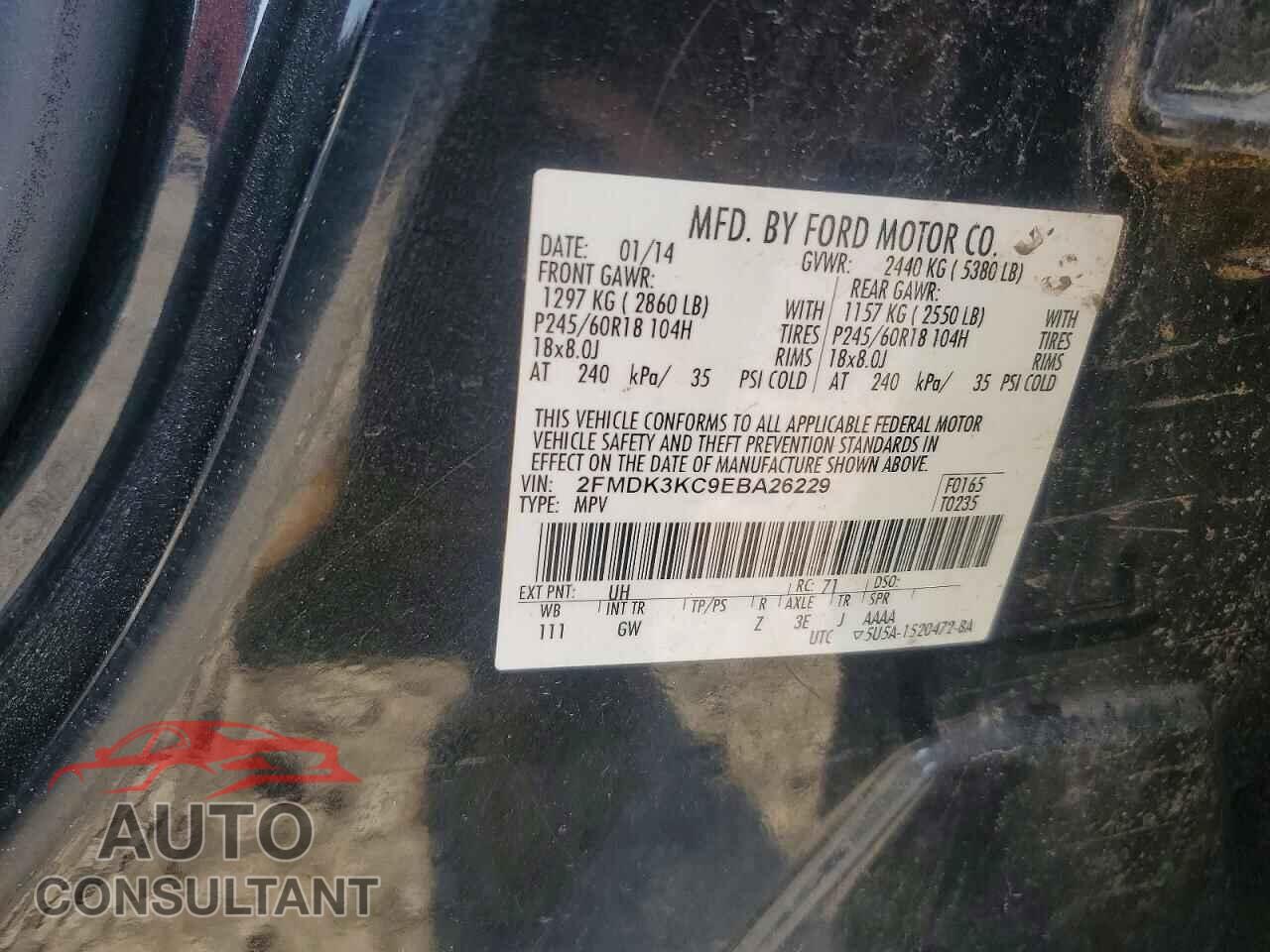 FORD EDGE 2014 - 2FMDK3KC9EBA26229