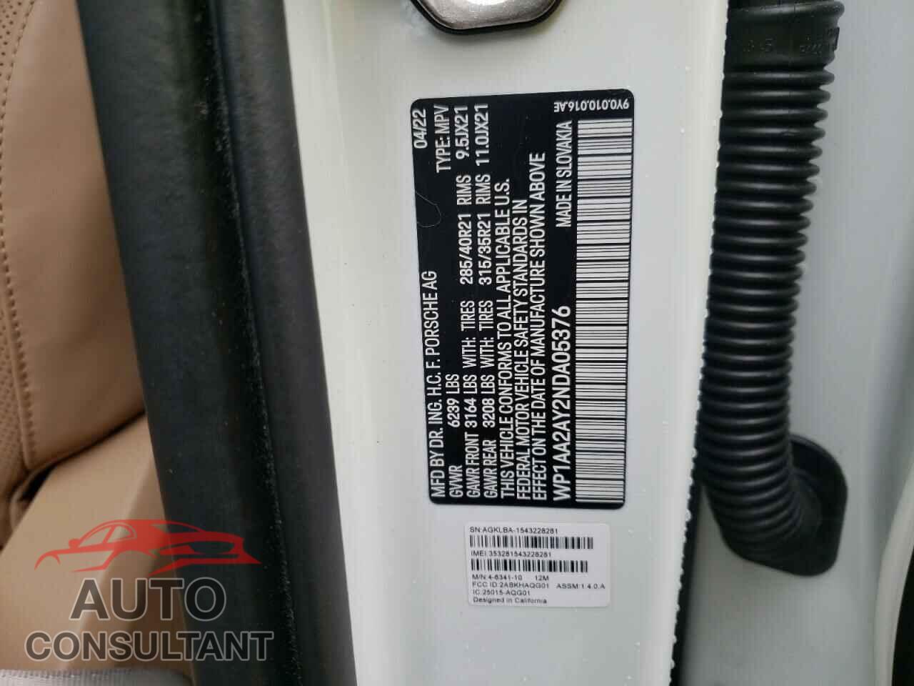 PORSCHE CAYENNE 2022 - WP1AA2AY2NDA05376