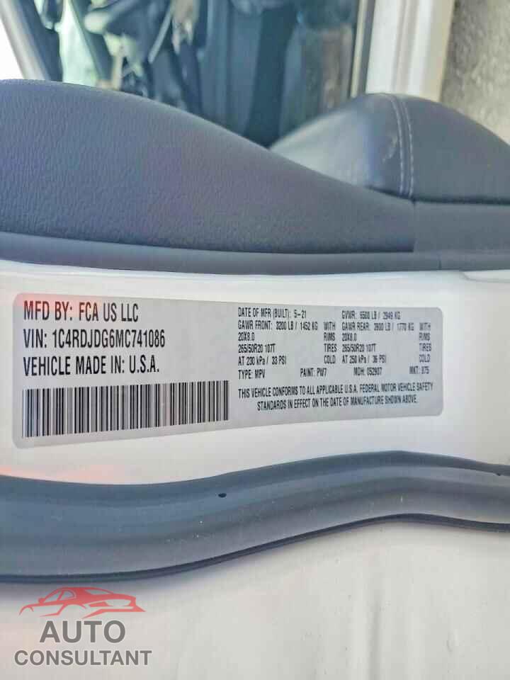 DODGE DURANGO 2021 - 1C4RDJDG6MC741086