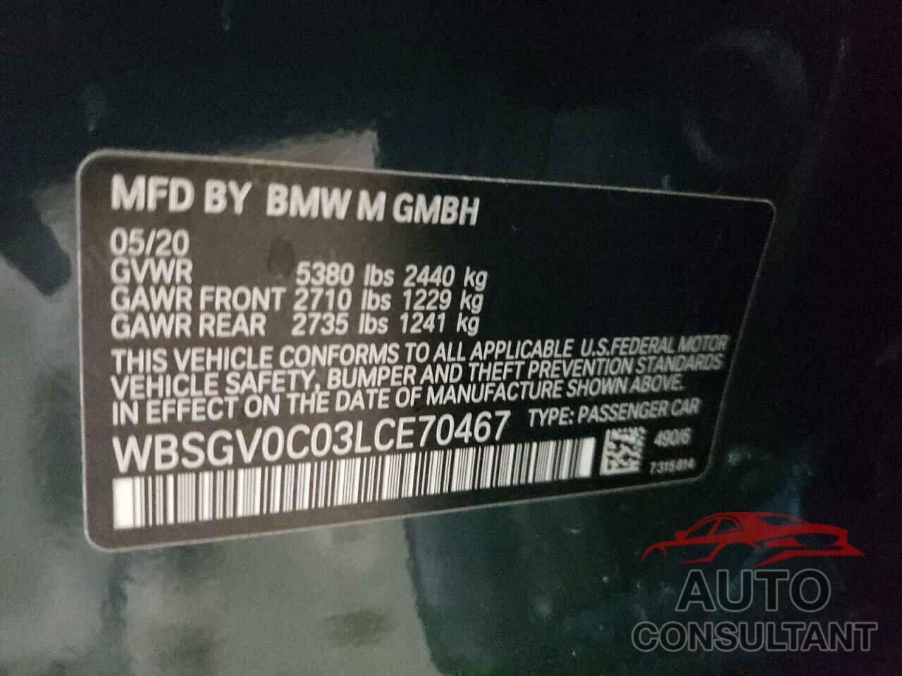 BMW M8 2020 - WBSGV0C03LCE70467