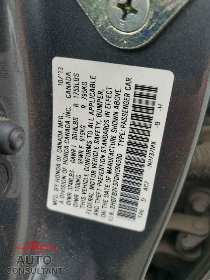 HONDA CIVIC 2013 - 2HGFB2F57DH594530
