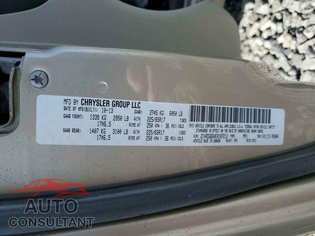 DODGE CARAVAN 2014 - 2C4RDGBGXER187212