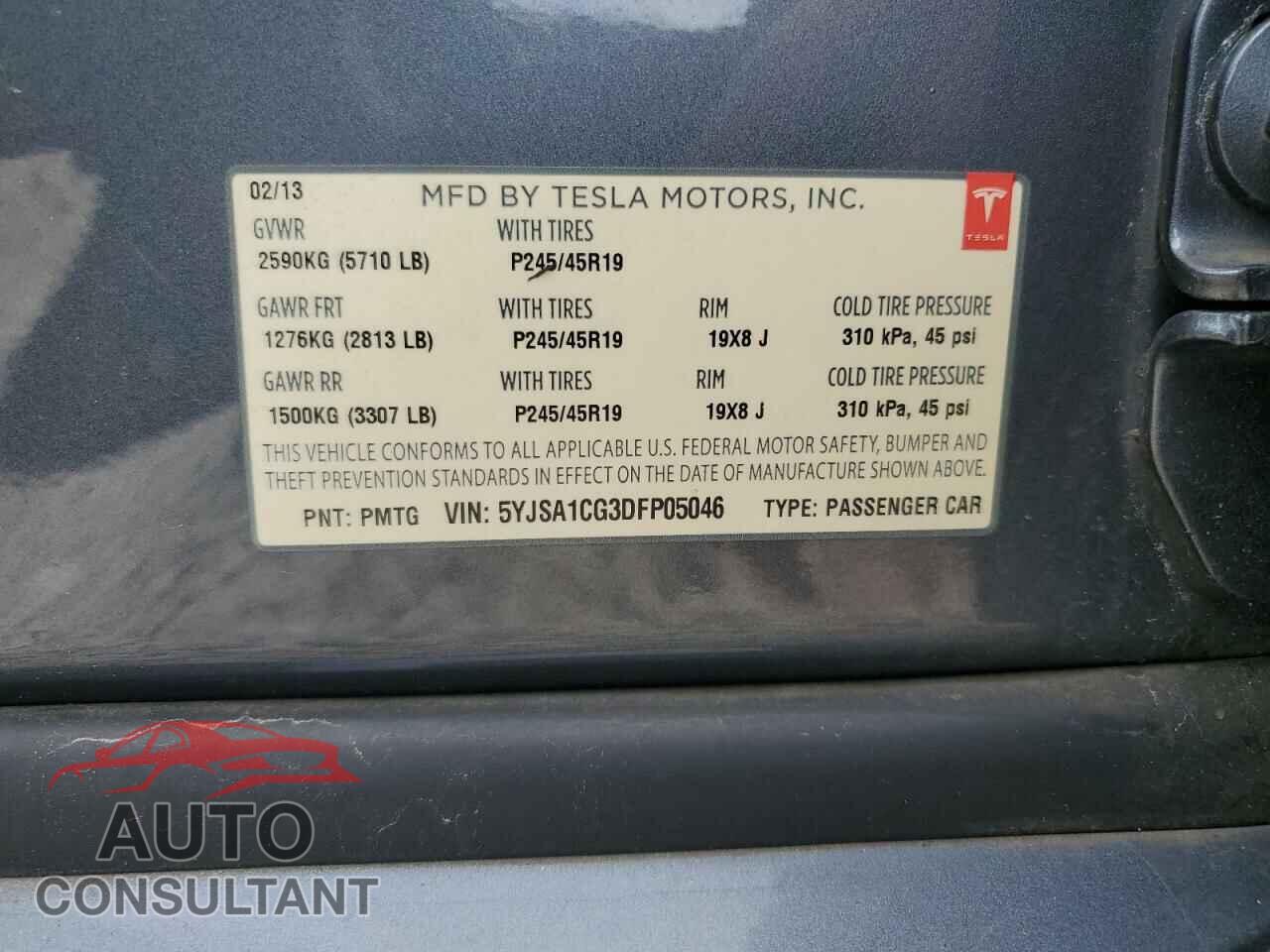 TESLA MODEL S 2013 - 5YJSA1CG3DFP05046