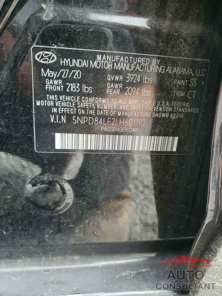 HYUNDAI ELANTRA 2020 - 5NPD84LF2LH601192