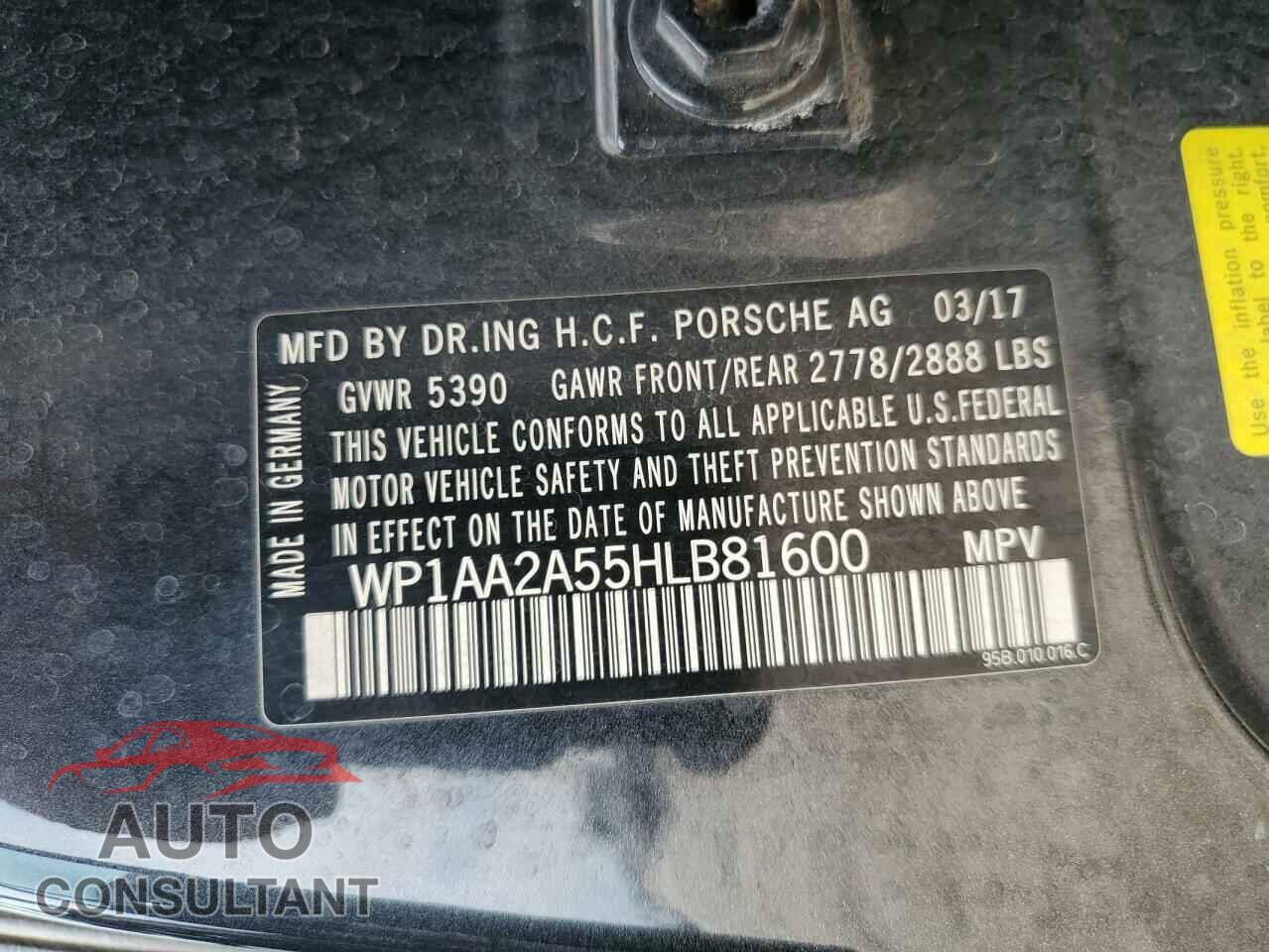 PORSCHE MACAN 2017 - WP1AA2A55HLB81600