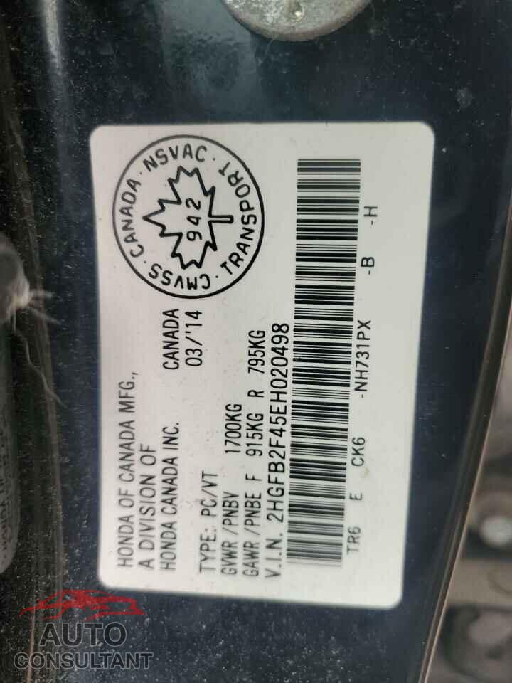 HONDA CIVIC 2014 - 2HGFB2F45EH020498