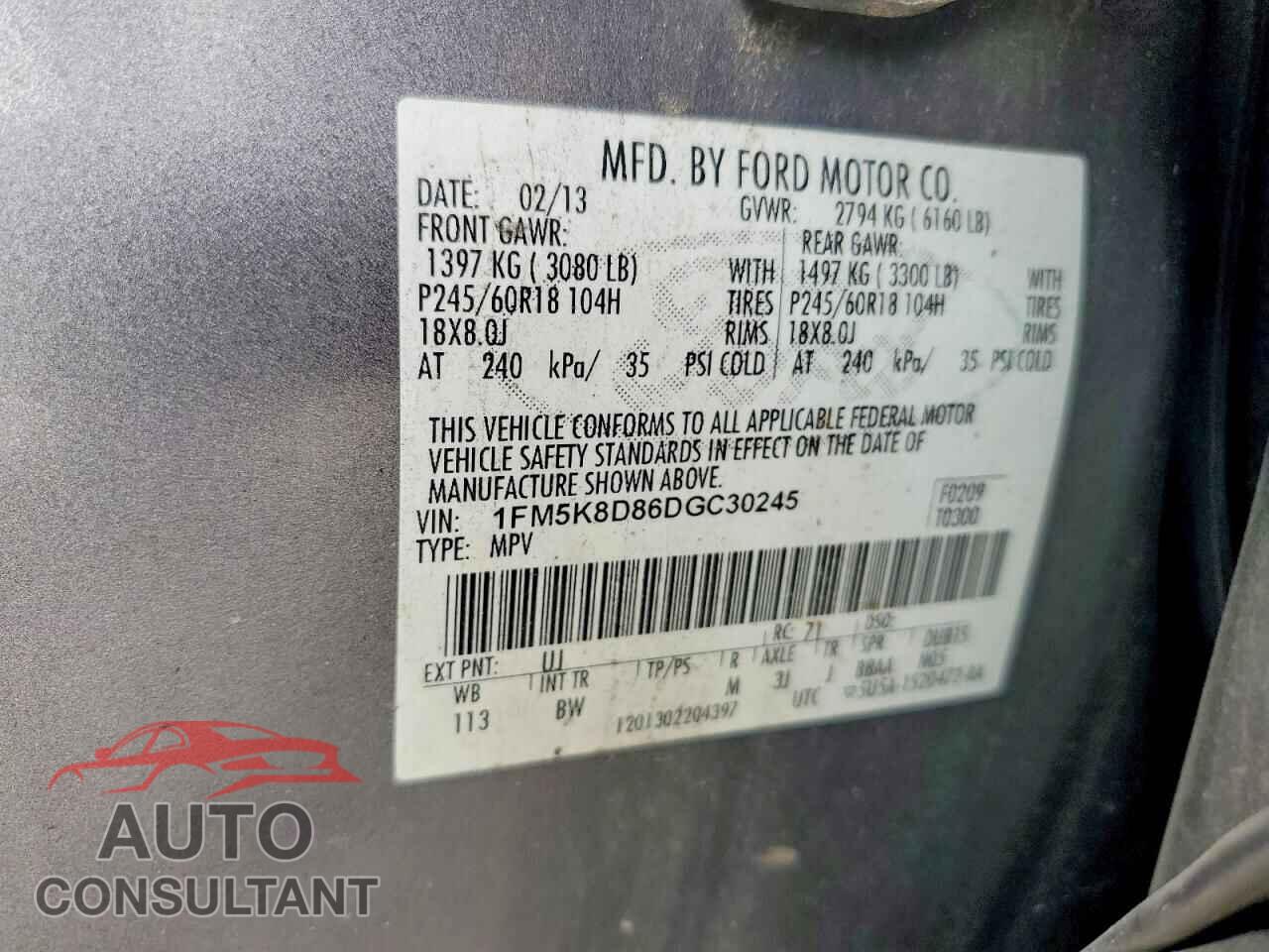 FORD EXPLORER 2013 - 1FM5K8D86DGC30245