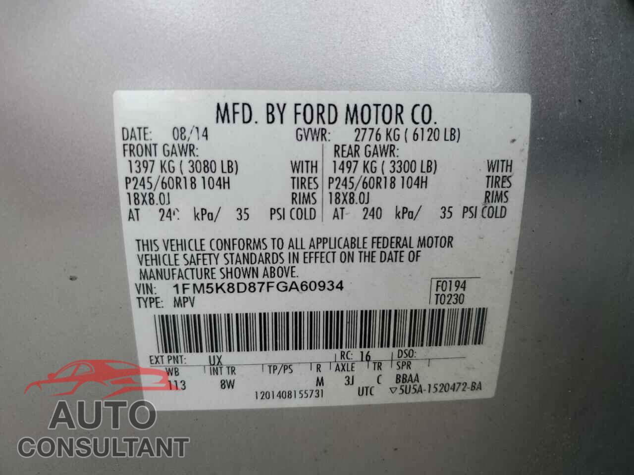 FORD EXPLORER 2015 - 1FM5K8D87FGA60934