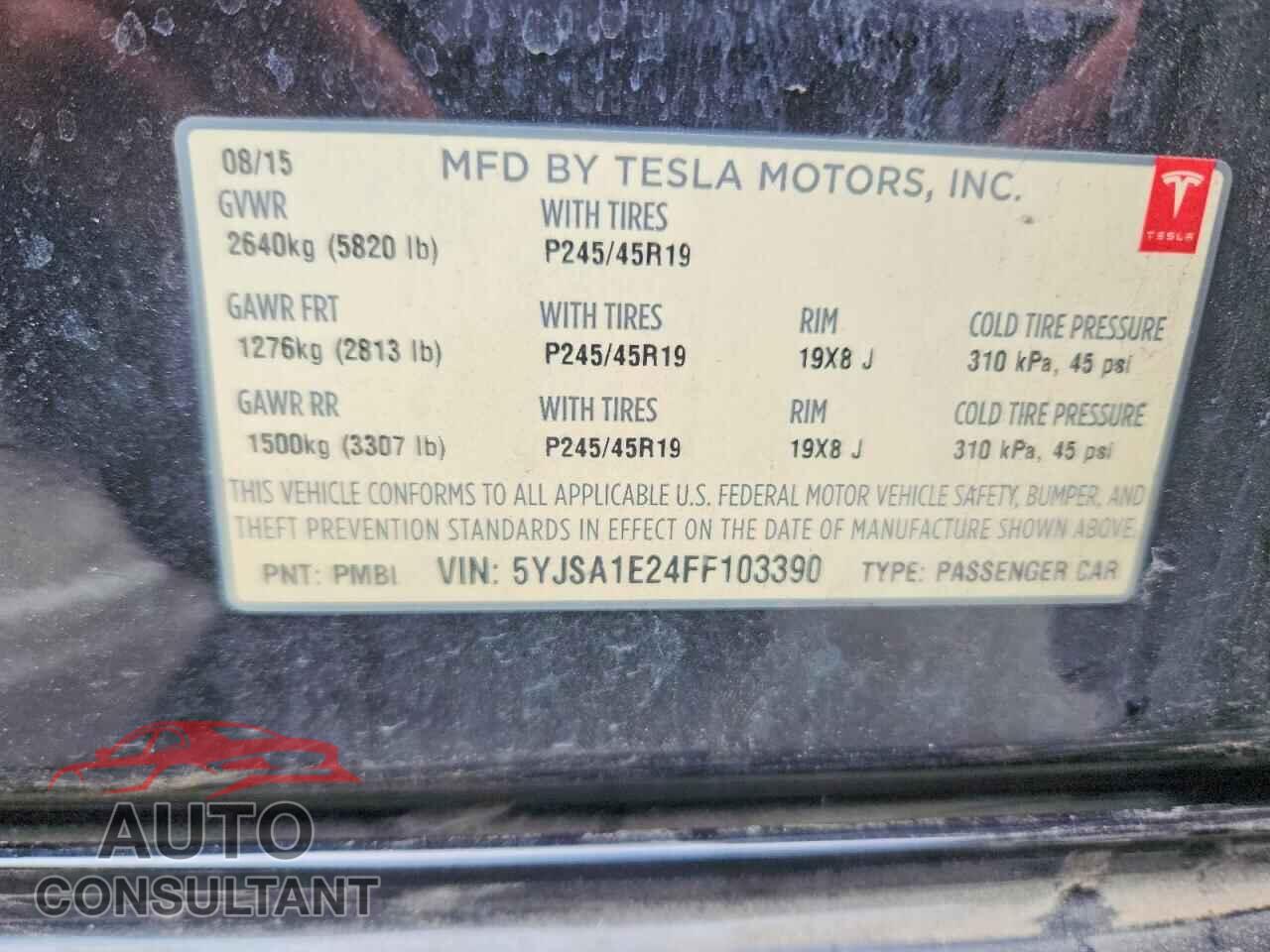 TESLA MODEL S 2015 - 5YJSA1E24FF103390
