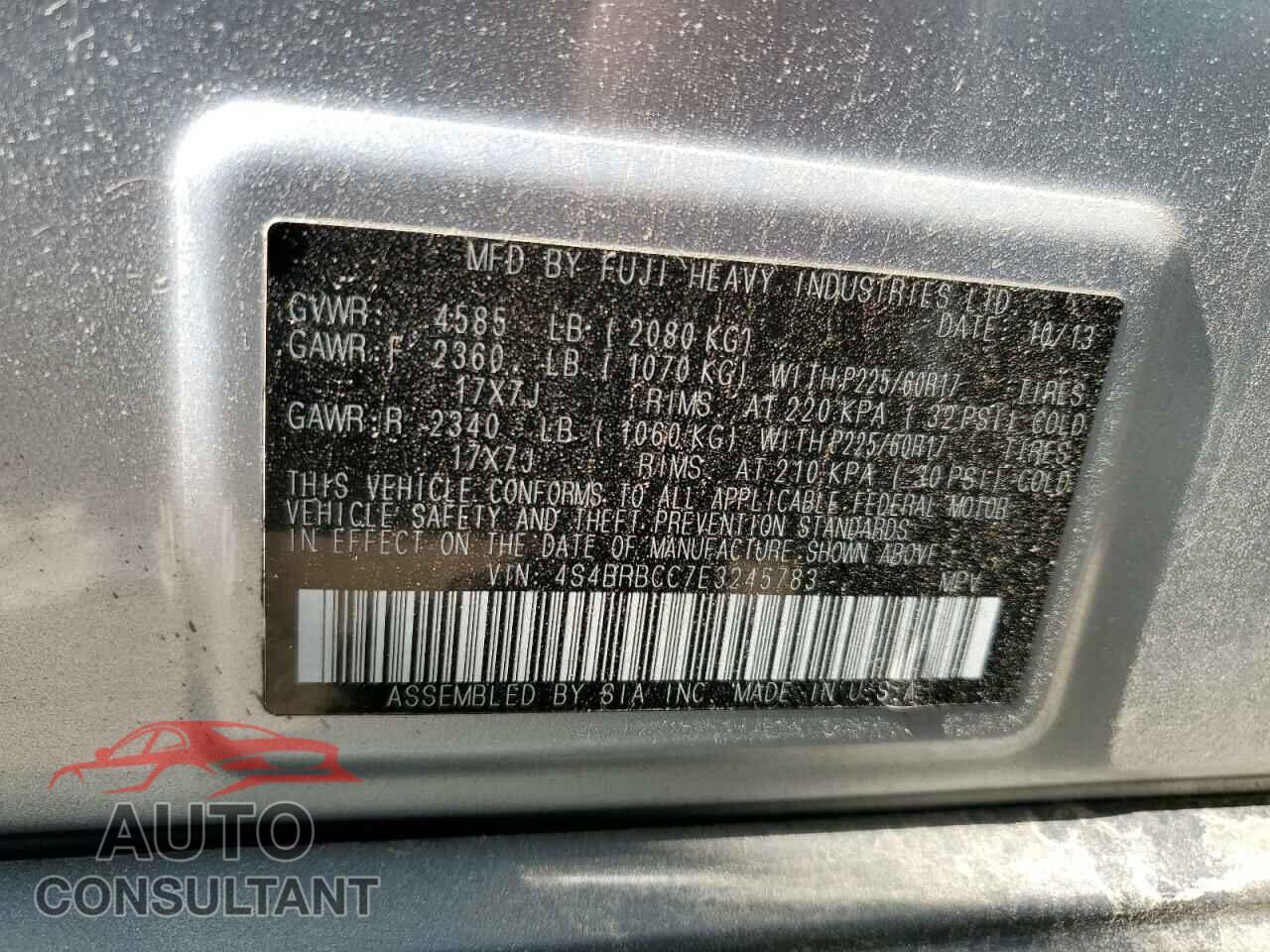 SUBARU OUTBACK 2014 - 4S4BRBCC7E3245783