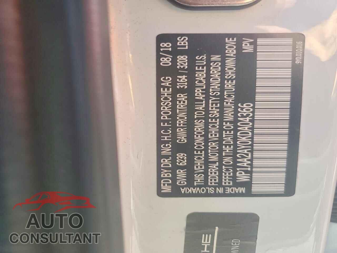 PORSCHE CAYENNE 2019 - WP1AA2AY0KDA04366