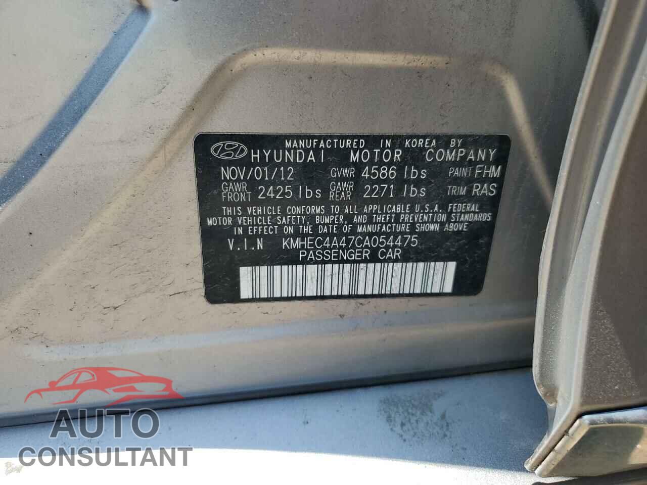 HYUNDAI SONATA 2012 - KMHEC4A47CA054475