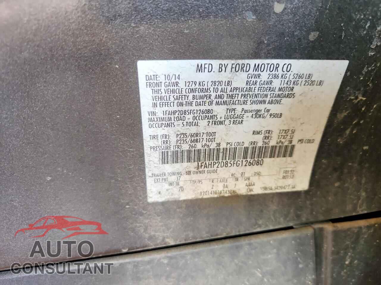 FORD TAURUS 2015 - 1FAHP2D85FG126080
