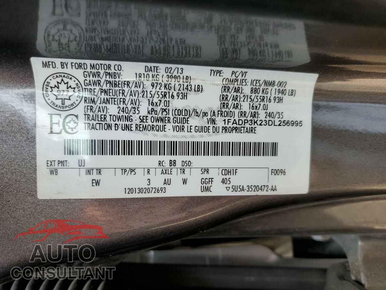 FORD FOCUS 2013 - 1FADP3K23DL256995