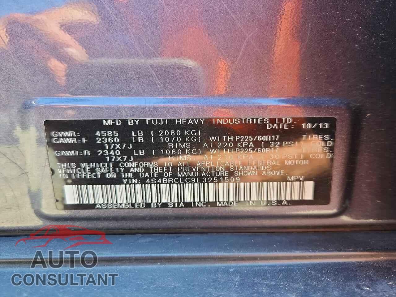 SUBARU OUTBACK 2014 - 4S4BRCLC9E3251509