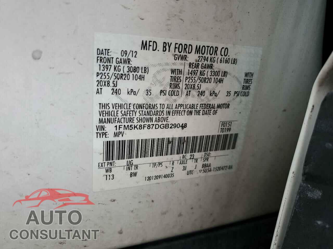 FORD EXPLORER 2013 - 1FM5K8F87DGB29048