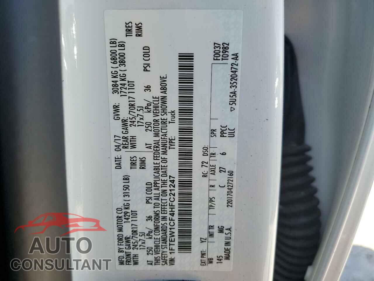 FORD F-150 2017 - 1FTEW1CF4HFC21247