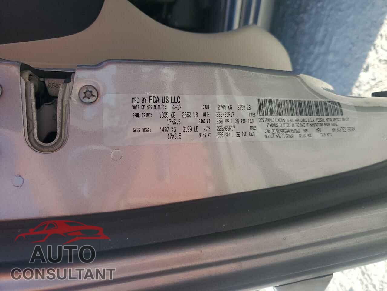 DODGE CARAVAN 2017 - 2C4RDGBG3HR751366