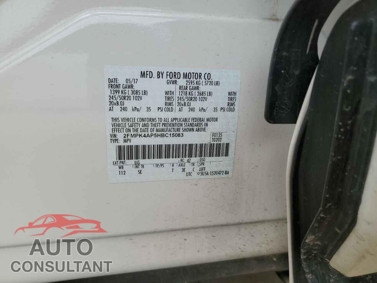 FORD EDGE 2017 - 2FMPK4AP5HBC15083