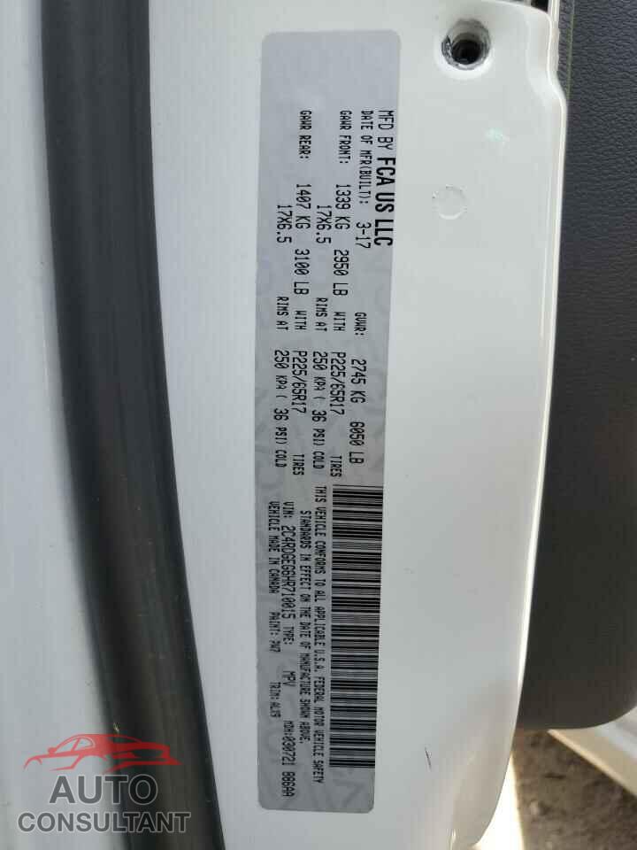 DODGE CARAVAN 2017 - 2C4RDGEG6HR710015