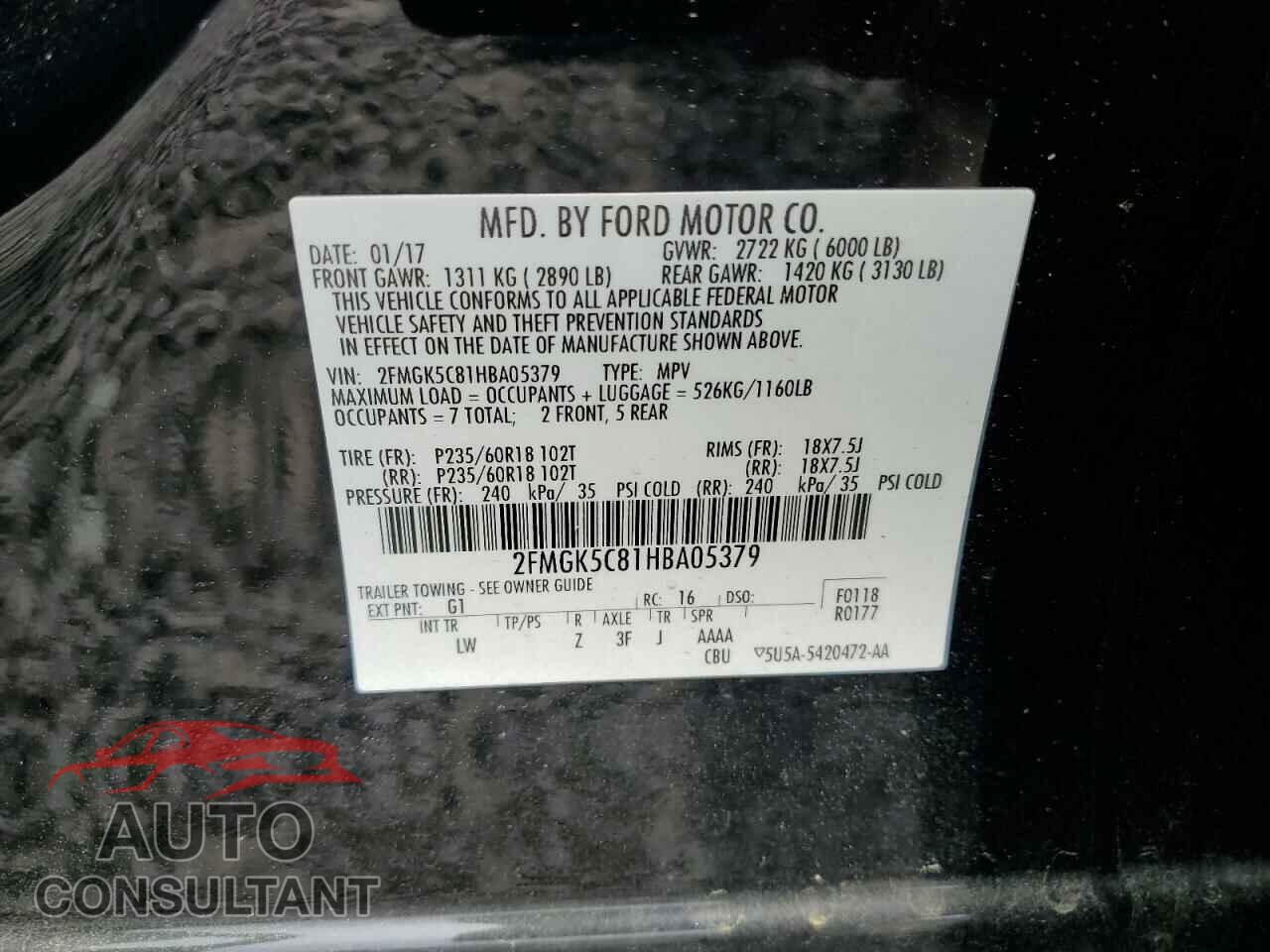 FORD FLEX 2017 - 2FMGK5C81HBA05379