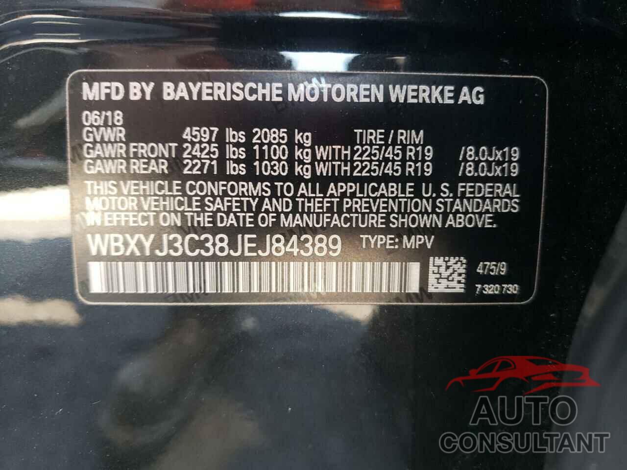 BMW X2 2018 - WBXYJ3C38JEJ84389