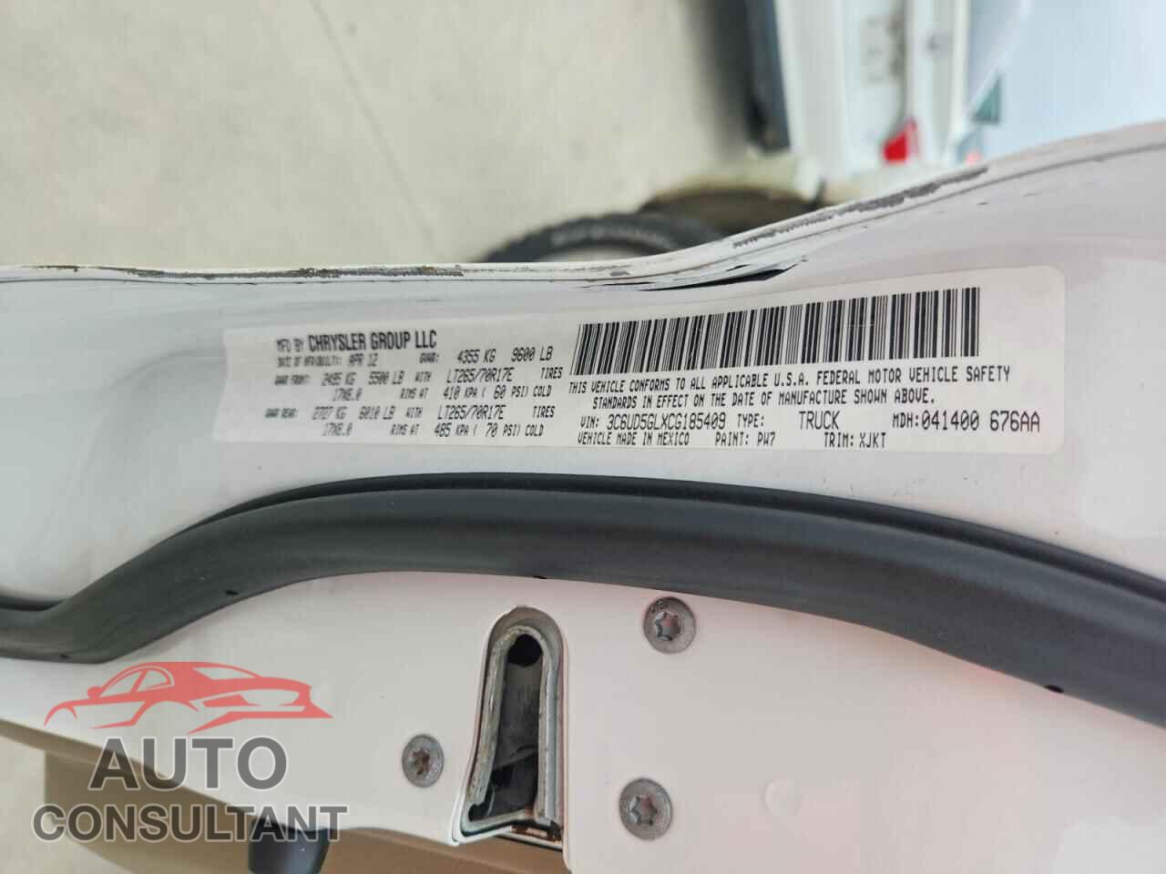 DODGE RAM 2500 2012 - 3C6UD5GLXCG185409