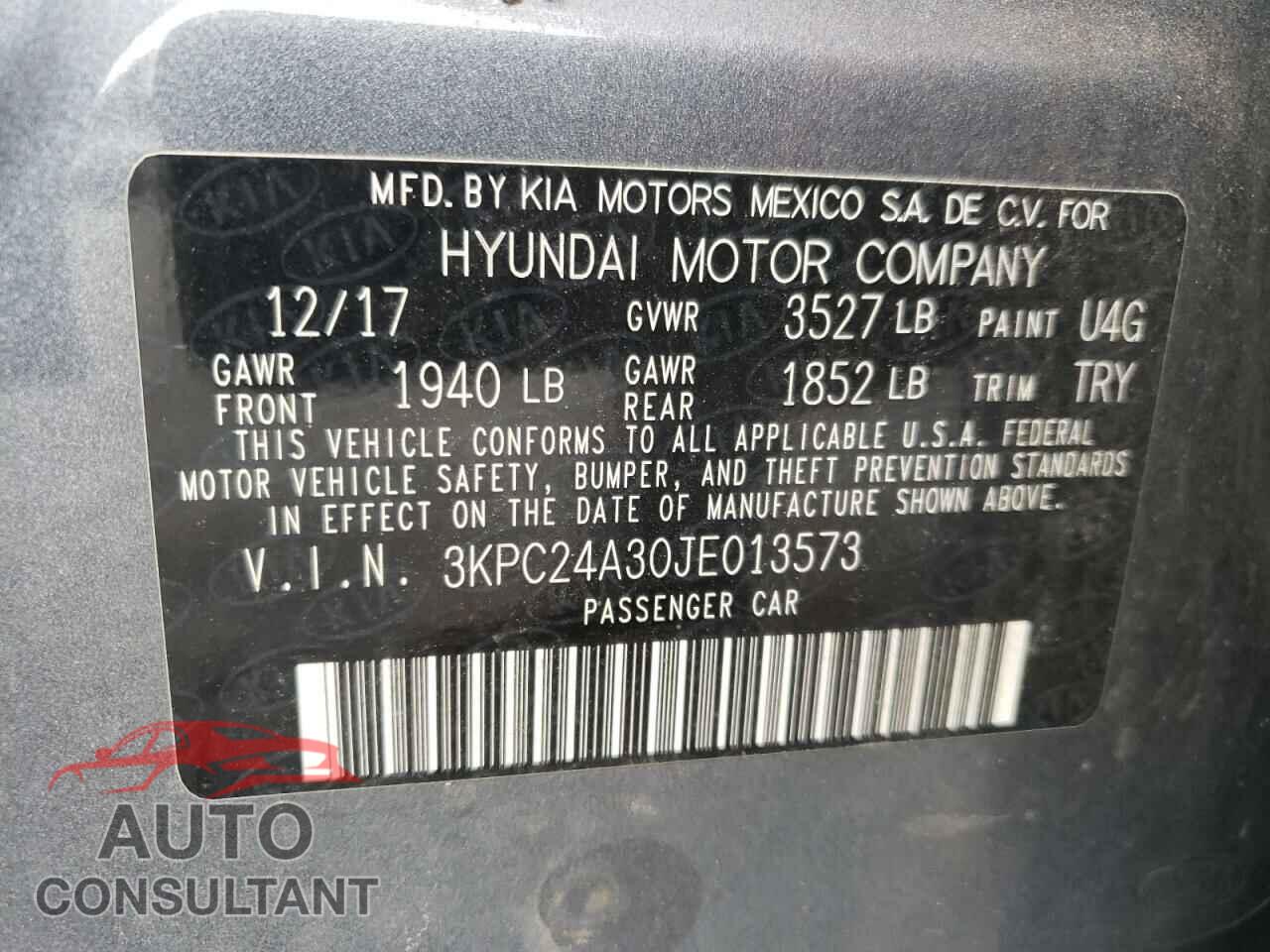 HYUNDAI ACCENT 2018 - 3KPC24A30JE013573