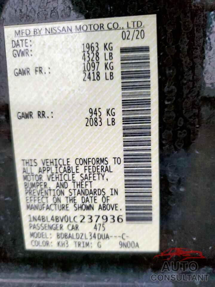 NISSAN ALTIMA 2020 - 1N4BL4BV0LC237936