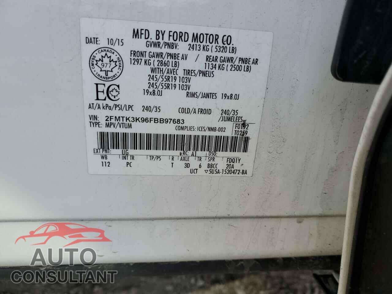 FORD EDGE 2015 - 2FMTK3K96FBB97683