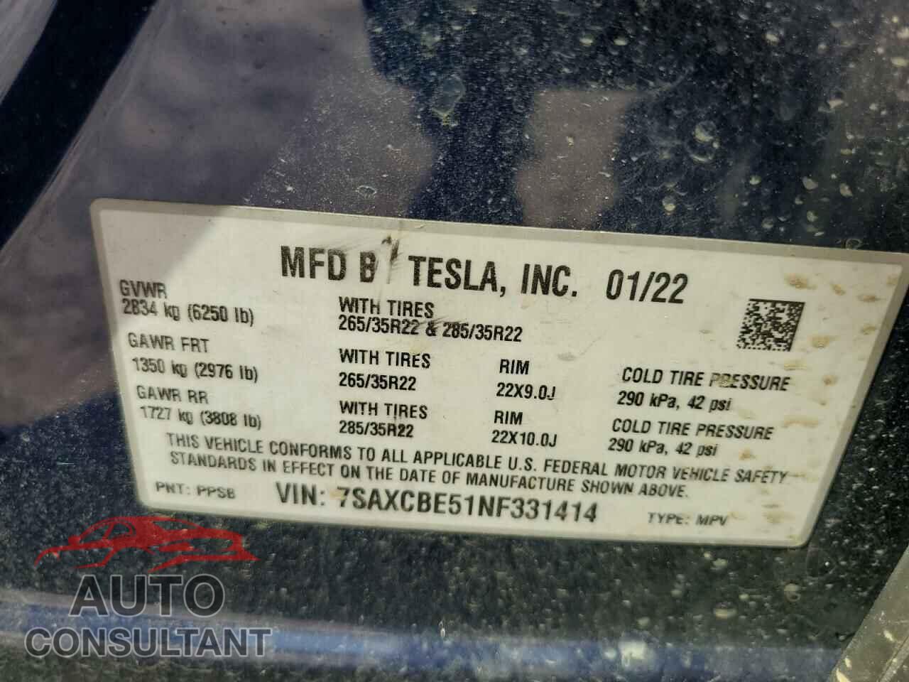 TESLA MODEL X 2022 - 7SAXCBE51NF331414