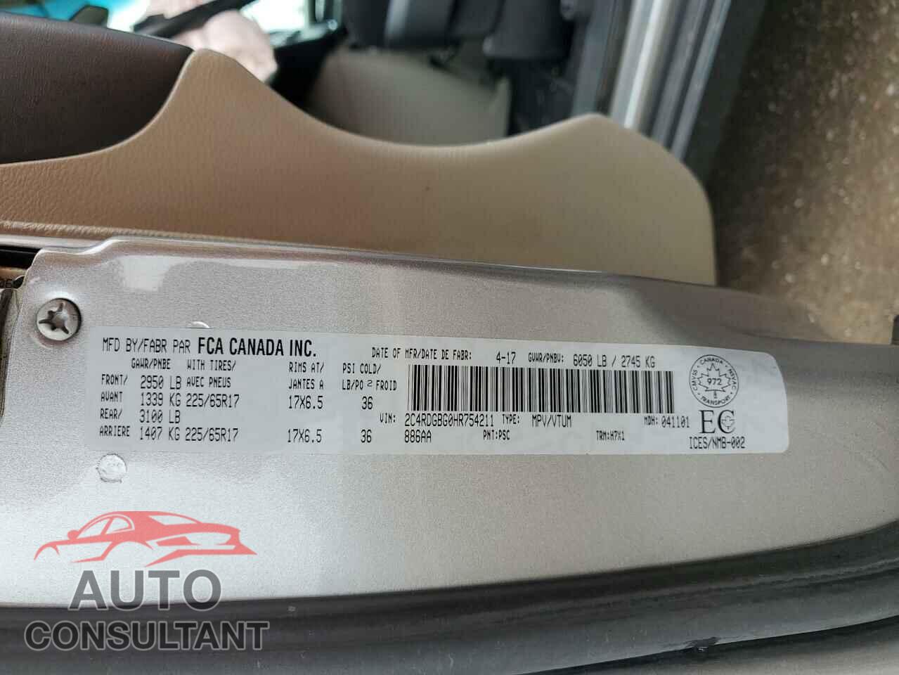 DODGE CARAVAN 2017 - 2C4RDGBG0HR754211