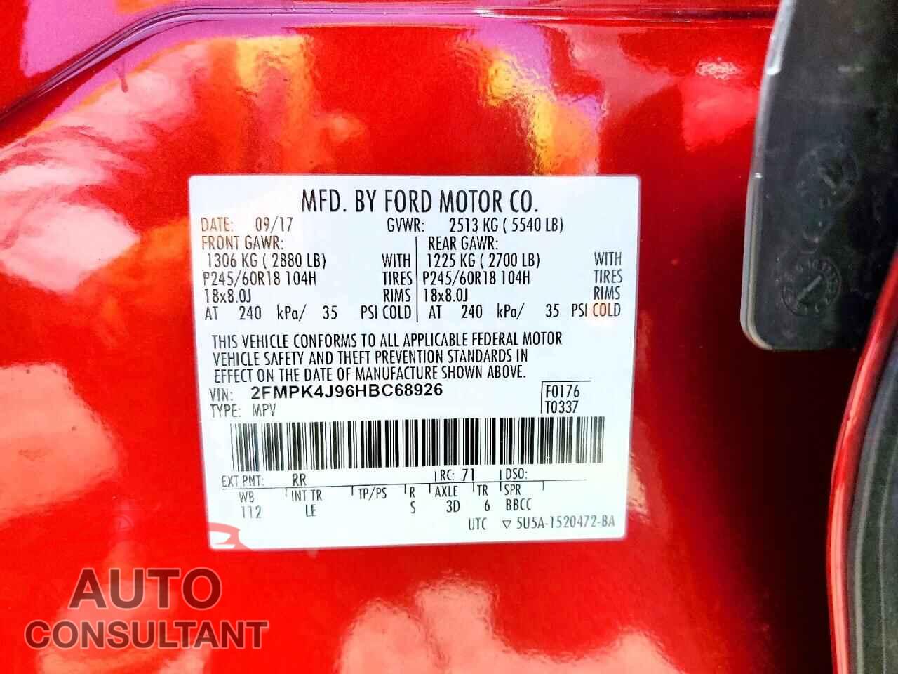 FORD EDGE 2017 - 2FMPK4J96HBC68926