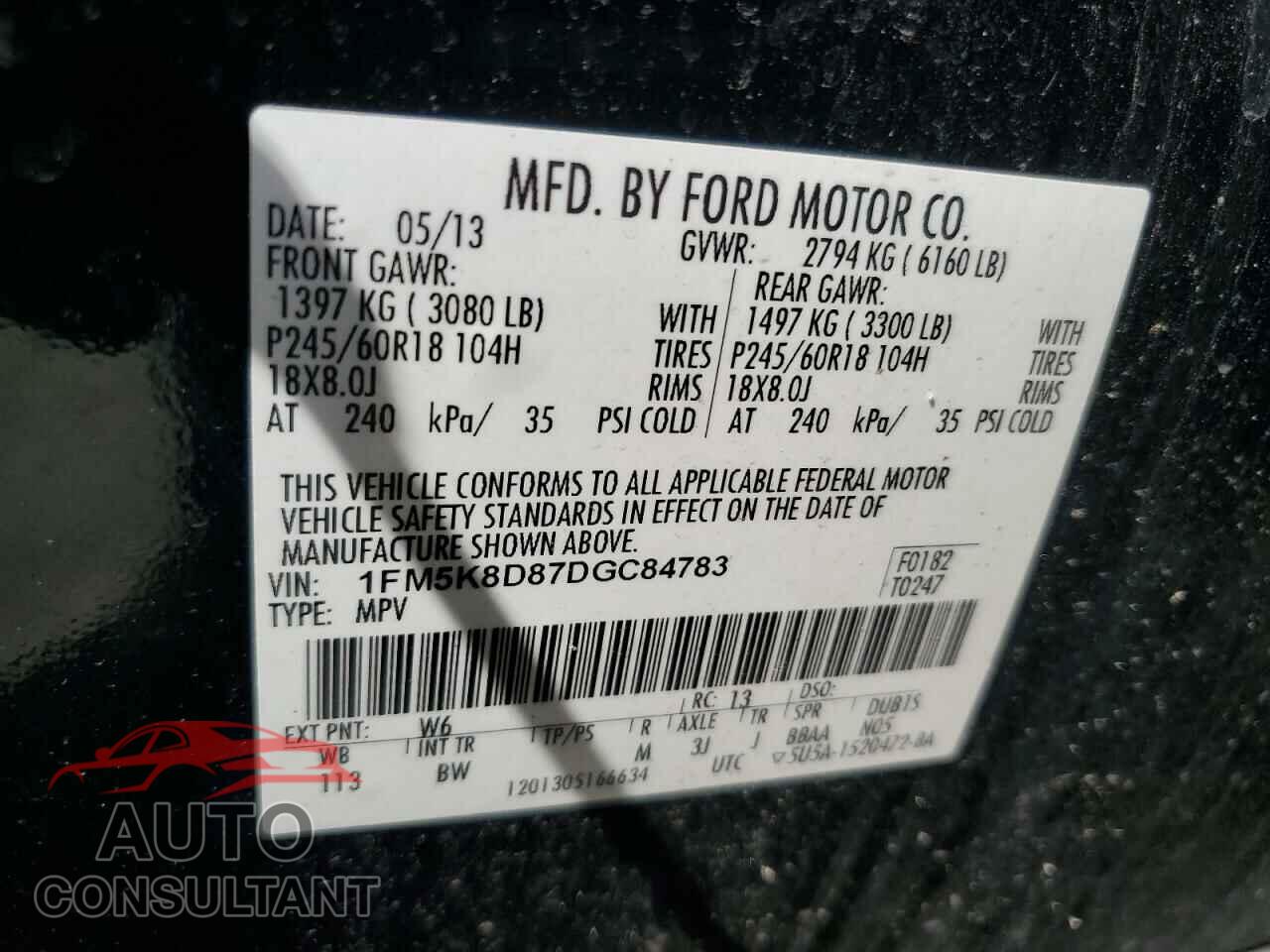 FORD EXPLORER 2013 - 1FM5K8D87DGC84783