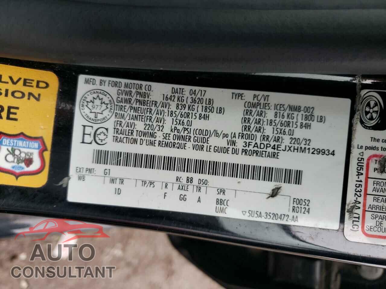 FORD FIESTA 2017 - 3FADP4EJXHM129934