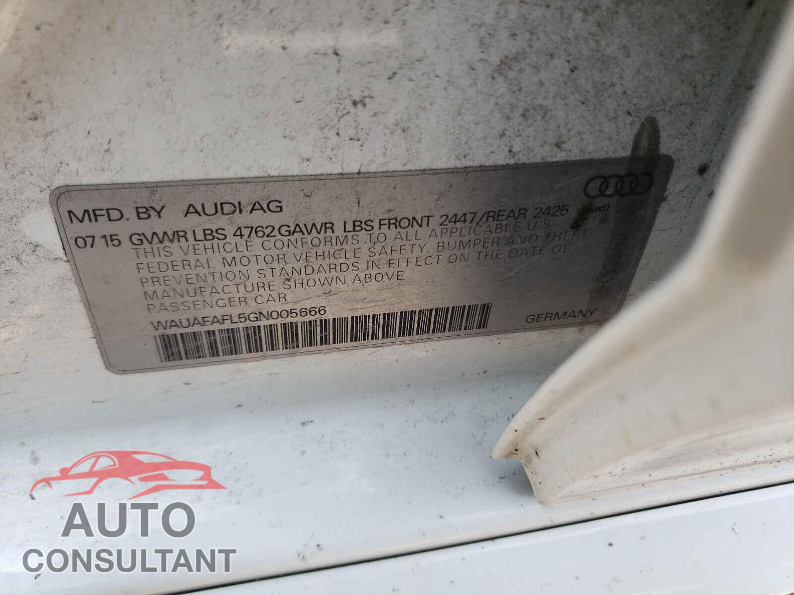AUDI A4 2016 - WAUAFAFL5GN005666