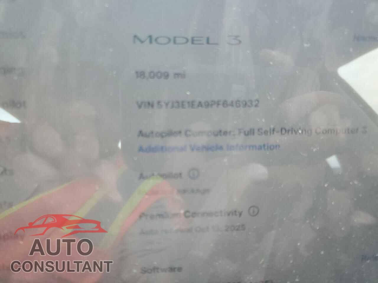 TESLA MODEL 3 2023 - 5YJ3E1EA9PF646932