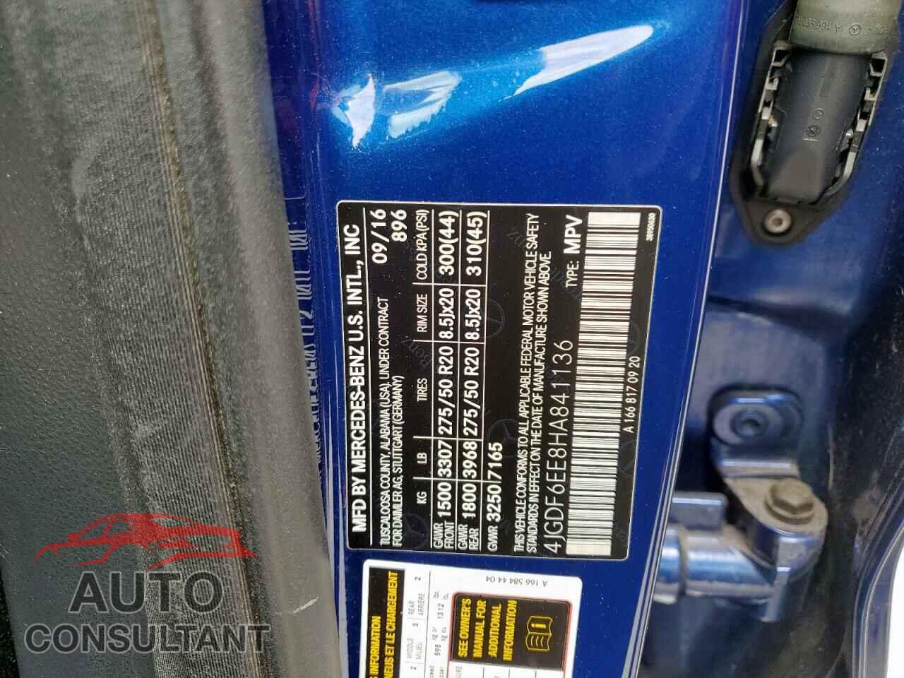 MERCEDES-BENZ GLS-CLASS 2017 - 4JGDF6EE8HA841136