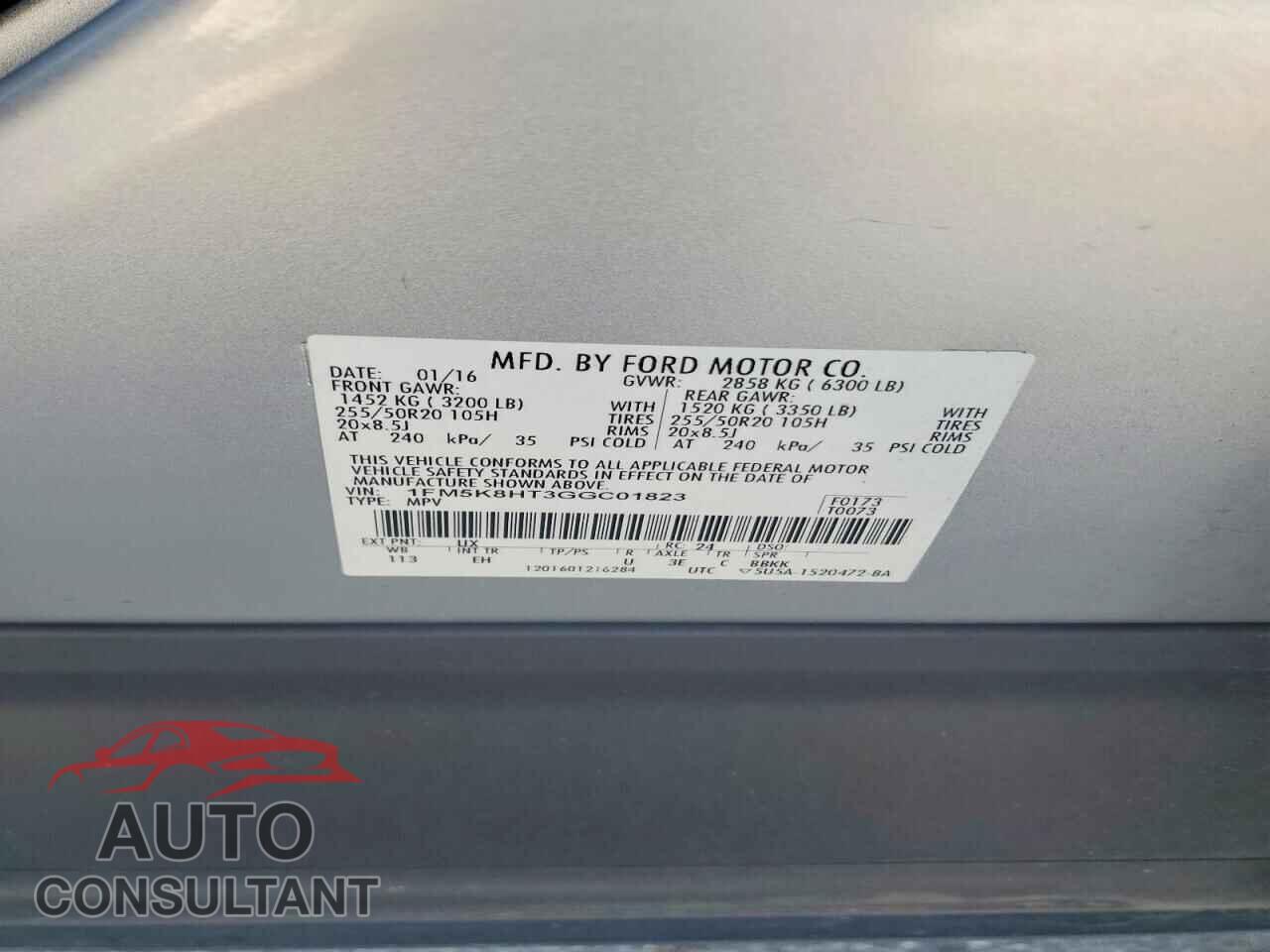 FORD EXPLORER 2016 - 1FM5K8HT3GGC01823