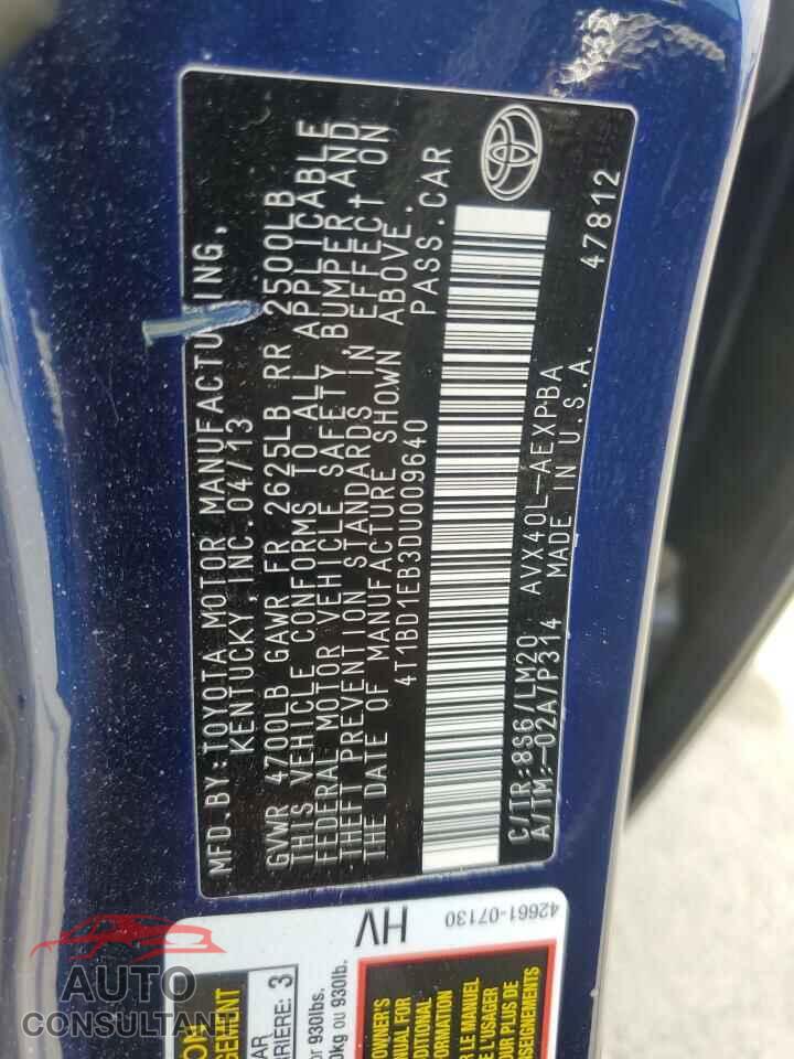TOYOTA AVALON 2013 - 4T1BD1EB3DU009640