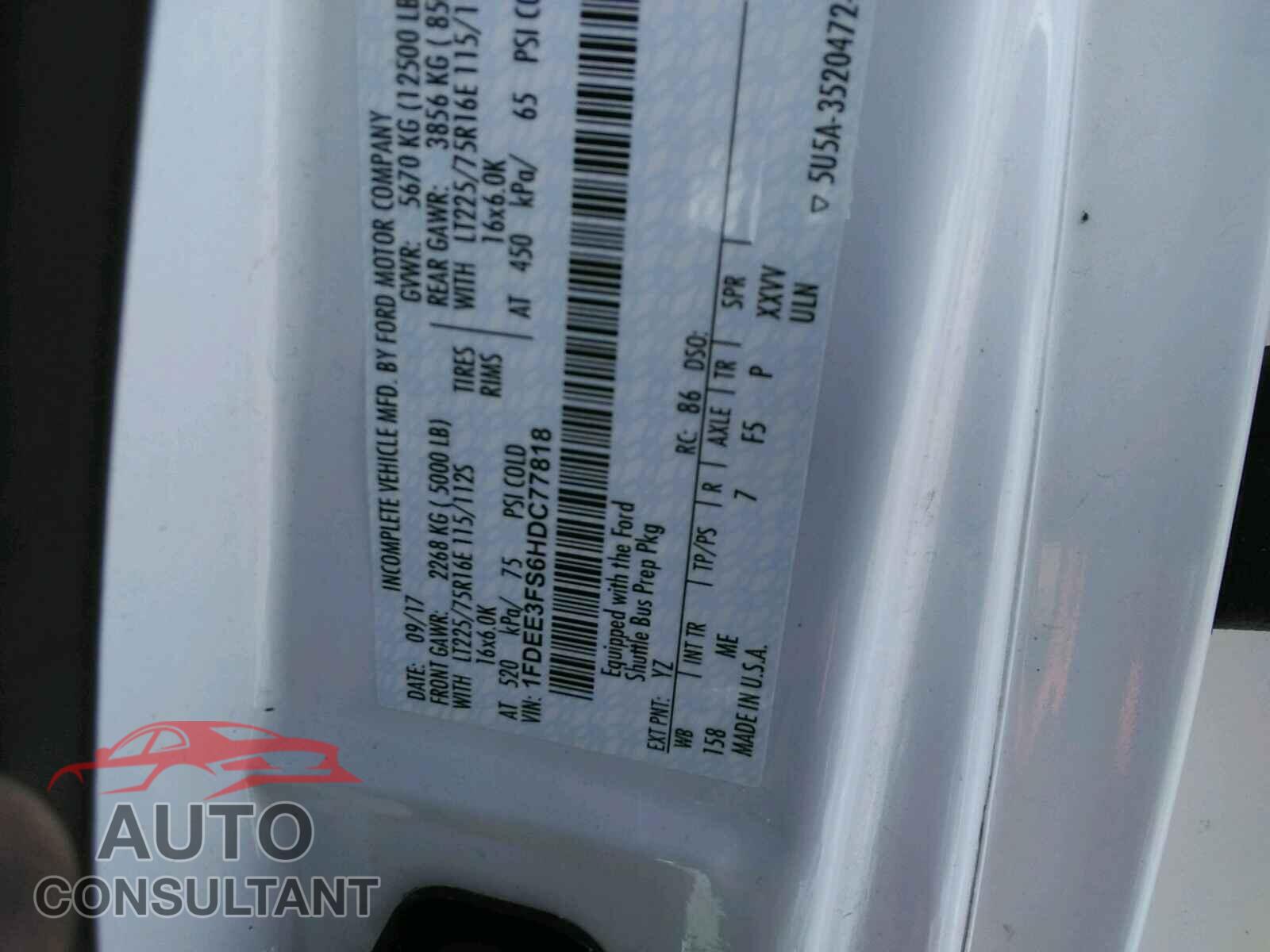 FORD ECONOLINE 2017 - 1FDEE3FS6HDC77818