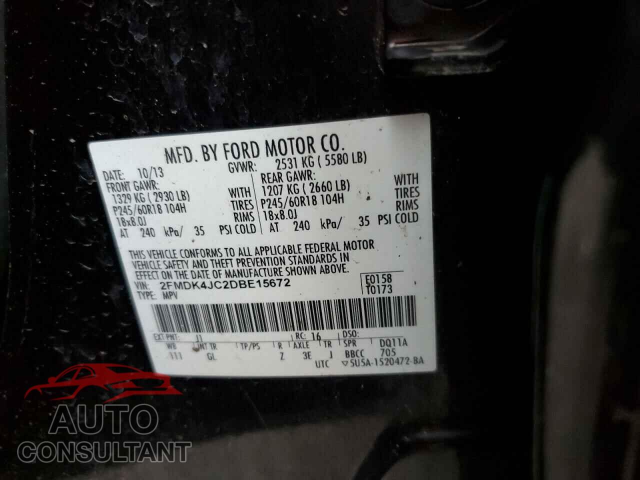 FORD EDGE 2013 - 2FMDK4JC2DBE15672